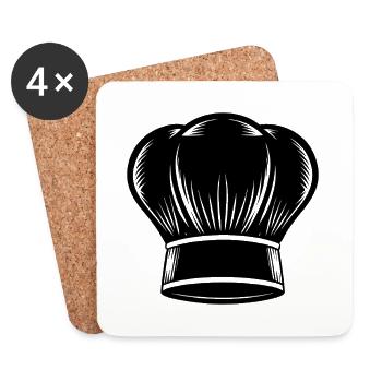 Toque de chef - Dessous de verre (lot de 4) - blanc - Devant