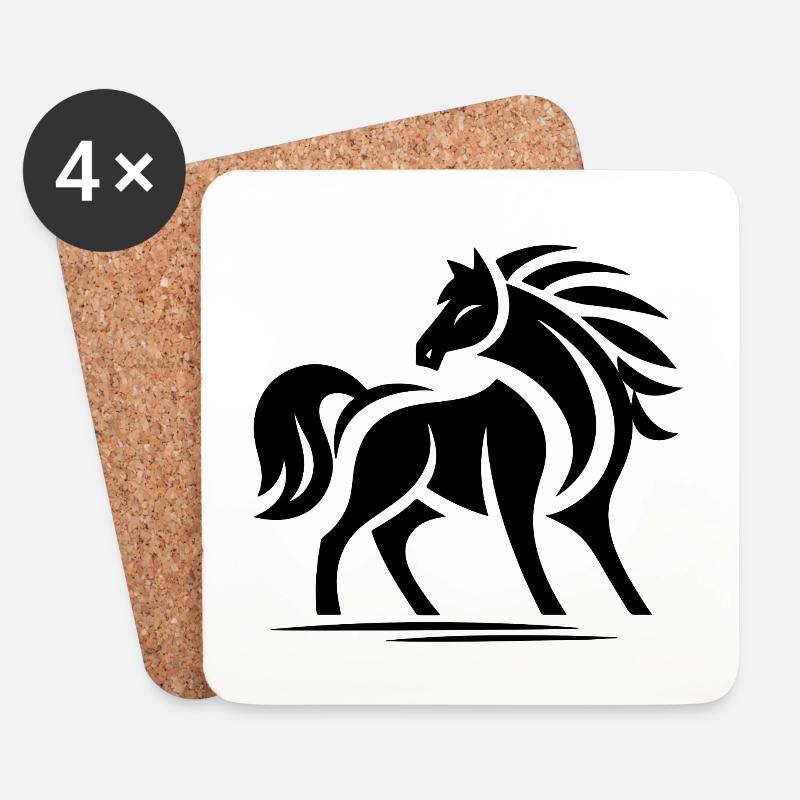Pferde Tribal - Untersetzer (4er-Set) - Weiß