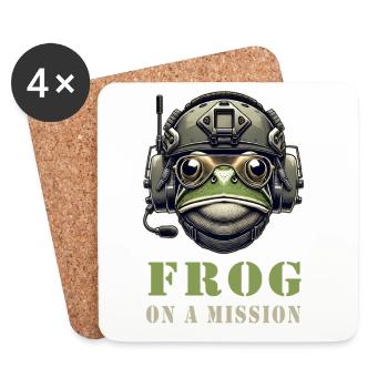 Grenouille militaire en action - Dessous de verre (lot de 4) - blanc - Devant