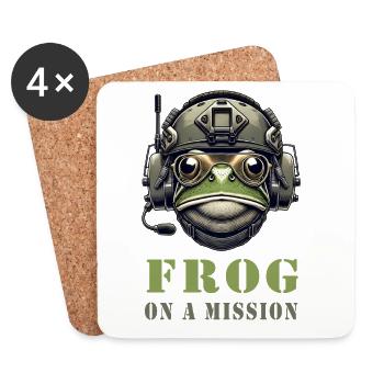 Grenouille militaire en action - Dessous de verre (lot de 4) - blanc - Devant