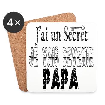 J'ai un Secret Je vais Devenir Papa - Dessous de verre (lot de 4) - blanc - Devant