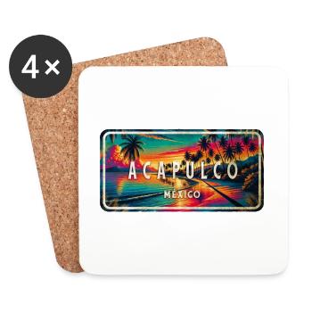 Acapulco Mexico Sunset Design - Coasters (set of 4) - white - Front