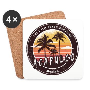 Acapulco Mexiko Palmen Strand Design - Untersetzer (4er-Set) - Weiß - Vorne