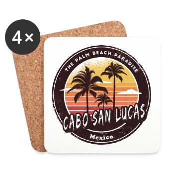 Cabo San Lucas Mexiko Palmen Strand Design - Untersetzer (4er-Set) - Weiß - Vorne