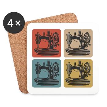 Machine à coudre vintage - Dessous de verre (lot de 4) - blanc - Devant
