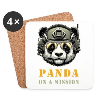 Panda en mission / Militaire - Dessous de verre (lot de 4) - blanc - Devant