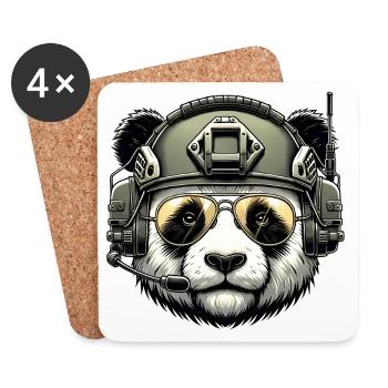 Panda Military Army Design - Dessous de verre (lot de 4) - blanc - Devant