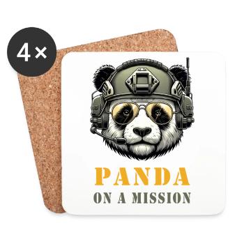 Panda en mission / Militaire - Dessous de verre (lot de 4) - blanc - Devant