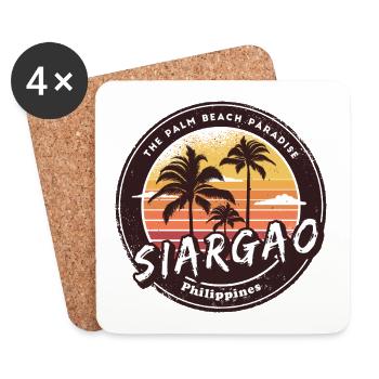 Siargao Philippines Plage Palmiers Design - Dessous de verre (lot de 4) - blanc - Devant