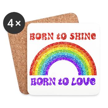 Regenbogen, geboren zu lieben, Stolz, LGBTQ+ - Untersetzer (4er-Set) - Weiß - Vorne