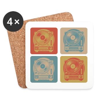 Plattenspieler Vintage - Untersetzer (4er-Set) - Weiß - Vorne
