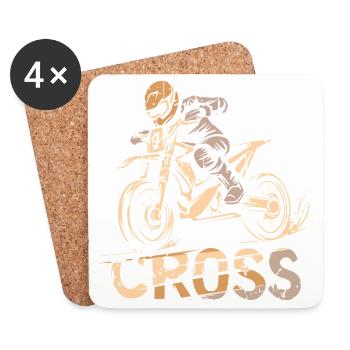 Retro Motocross Symbol - Bikers and Dirt Fans - Coasters (set of 4) - white - Front