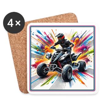 Quad Power – Explosion de couleurs - Dessous de verre (lot de 4) - blanc - Devant