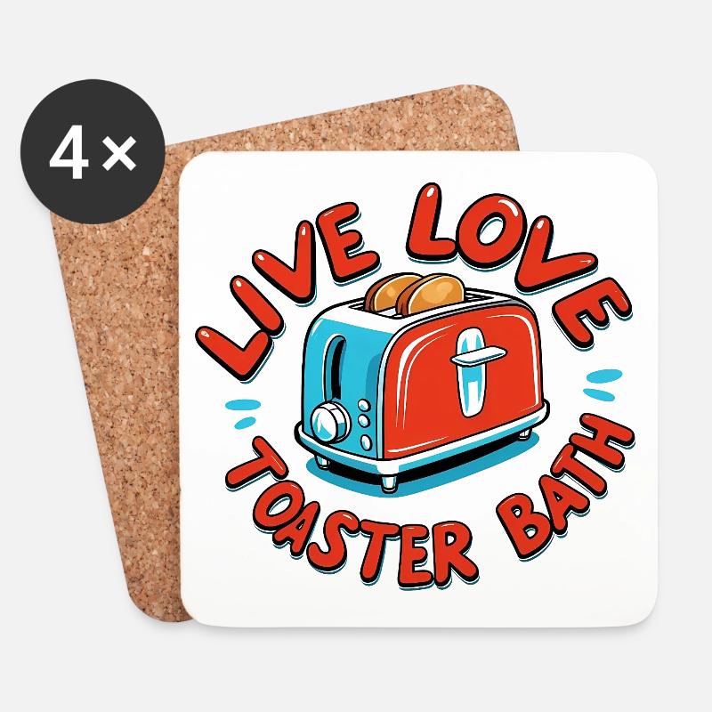 Live Love Toaster Bath - Untersetzer (4er-Set) - Weiß