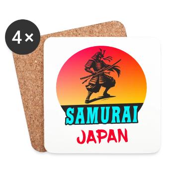 Samurai Japan Sonnenuntergang Design - Untersetzer (4er-Set) - Weiß - Vorne