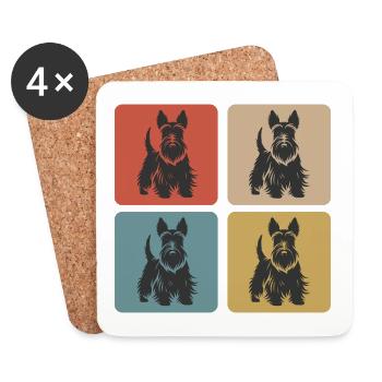 Scottish Terrier Vintage Design - Untersetzer (4er-Set) - Weiß - Vorne