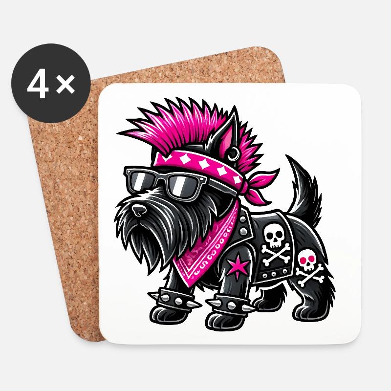 Scottish Terrier Punk Musik - Untersetzer (4er-Set) - Weiß