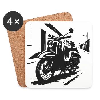 La poésie de rue sur deux roues - Dessous de verre (lot de 4) - blanc - Devant