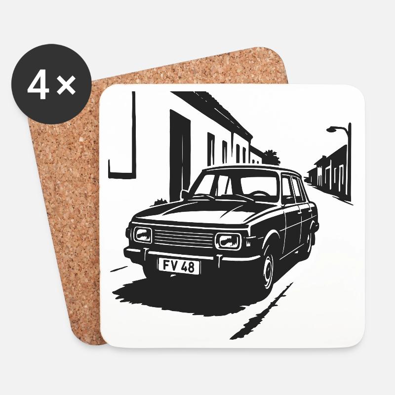 Wartburg-Feeling – Straßenlegende der DDR - Untersetzer (4er-Set) - Weiß
