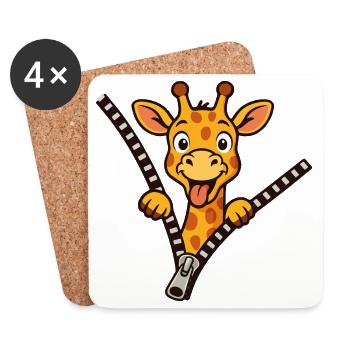 Freche Giraffe - Untersetzer (4er-Set) - Weiß - Vorne