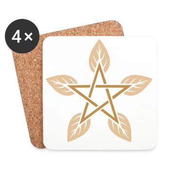 Leaf Pentagram - Nature & Elemental Magic - Coasters (set of 4) - white - Front