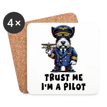 Scottish Terrier, trust me, I'm a pilot - Coasters (set of 4) - white - Front