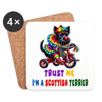 Clown terrier sur tricycle - Dessous de verre (lot de 4) - blanc - Devant