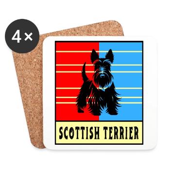 Scottish Terrier Vintage Design - Untersetzer (4er-Set) - Weiß - Vorne