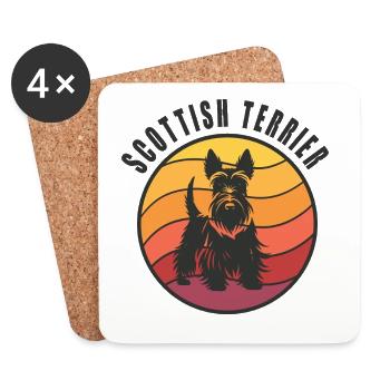 Vintage Scottish Terrier Sunset - Untersetzer (4er-Set) - Weiß - Vorne