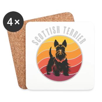 Vintage Scottish Terrier Sunset - Untersetzer (4er-Set) - Weiß - Vorne