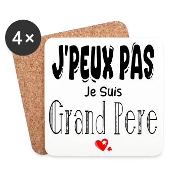 J'Peux Pas Je suis Grand Père - Dessous de verre (lot de 4) - blanc - Devant