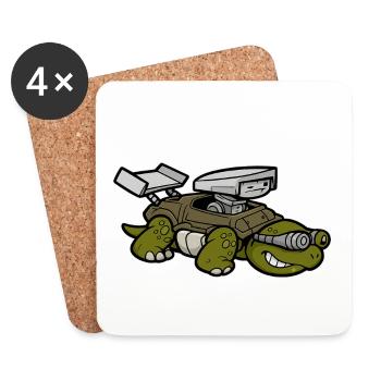 Turbo Schildkröte Hightech - Untersetzer (4er-Set) - Weiß - Vorne