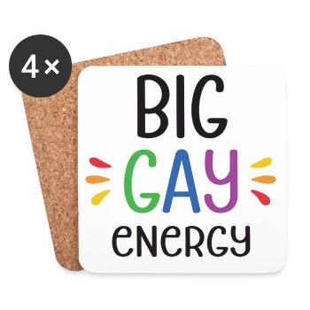 LGBTQ Pride Monat - Große schwule Energie - Untersetzer (4er-Set) - Weiß - Vorne