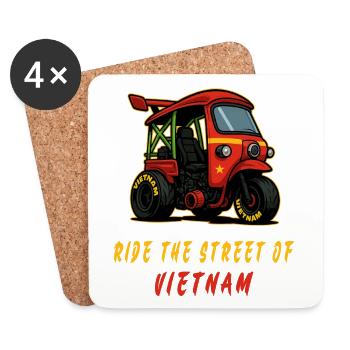 Vietnam Tuk-Tuk Racing - Untersetzer (4er-Set) - Weiß - Vorne
