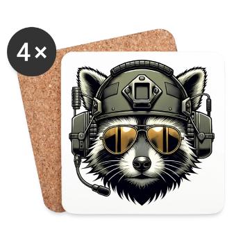 Military Raccoon - Coasters (set of 4) - white - Front