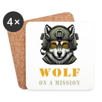 Wolf in Mission - Untersetzer (4er-Set) - Weiß - Vorne