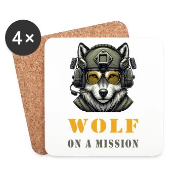 Wolf on a mission - Coasters (set of 4) - white - Front