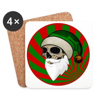 Skull Santa Claus Gnome red green - Coasters (set of 4) - white - Front