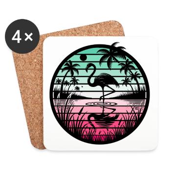 Retro Flamingo Sunset - Coasters (set of 4) - white - Front