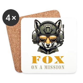 Fox in Mission / Military - Coasters (set of 4) - white - Front