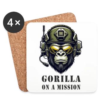 Gorille en mission / Militaire - Dessous de verre (lot de 4) - blanc - Devant