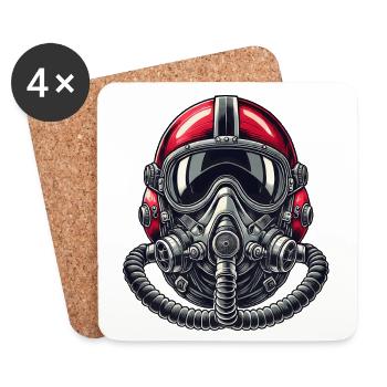 Conception du casque de pilote - Dessous de verre (lot de 4) - blanc - Devant