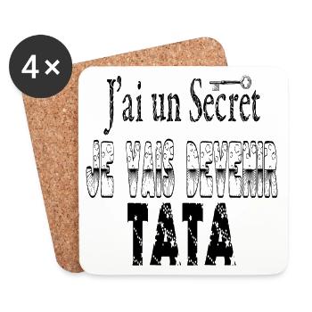 J'ai un Secret Je vais Devenir Tata - Dessous de verre (lot de 4) - blanc - Devant