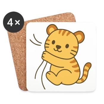 Snuggle Tiger Cub - Cuddly Tiger Baby - Coasters (set of 4) - white - Front