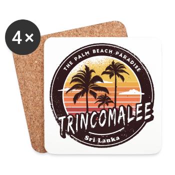 Trincomalee Sri Lanka Vintage Design - Dessous de verre (lot de 4) - blanc - Devant