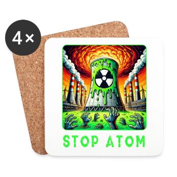 Stop Atom – Radioaktiver - Untersetzer (4er-Set) - Weiß - Vorne
