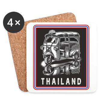 Tuk Tuk Thailand Retro Design - Coasters (set of 4) - white - Front