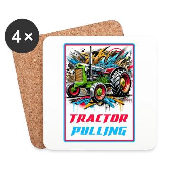 Puissance de traction du tracteur - Dessous de verre (lot de 4) - blanc - Devant