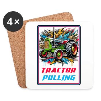 Puissance de traction du tracteur - Dessous de verre (lot de 4) - blanc - Devant