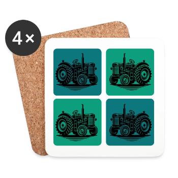 Conception du tracteur - Dessous de verre (lot de 4) - blanc - Devant